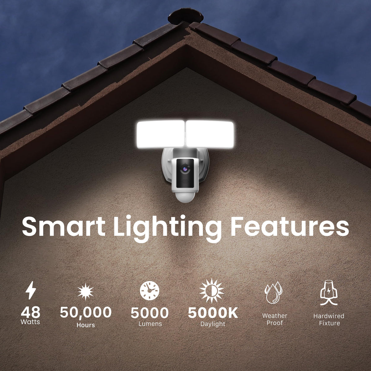 feit electric 5000 lumen outdoor security light feature close up view
