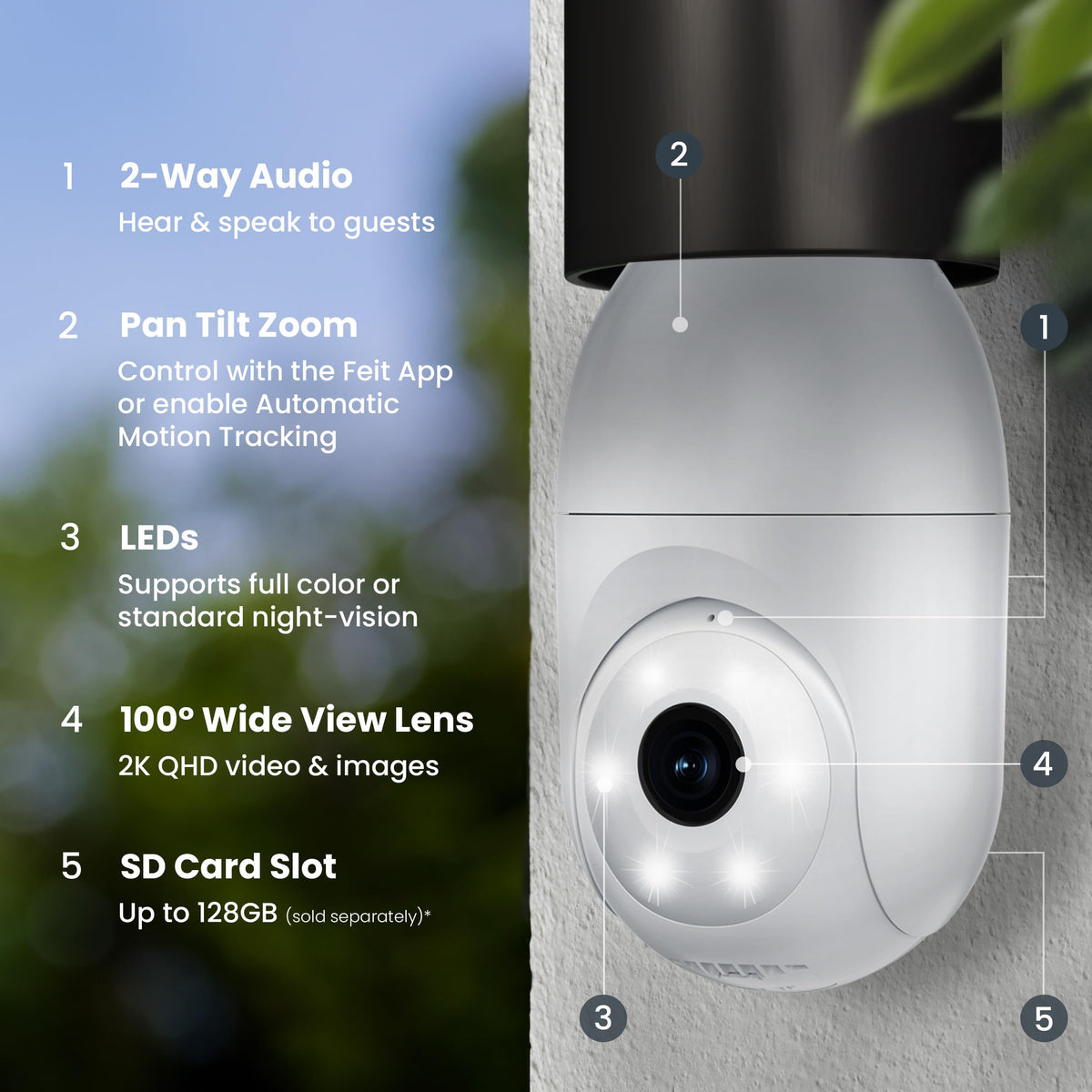 feit electric smart security camera bulb feature close up view | Smaro