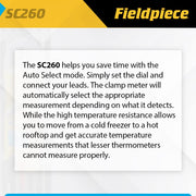 fieldpiece compact hvacr clamp multimeter sc260 feature close up view