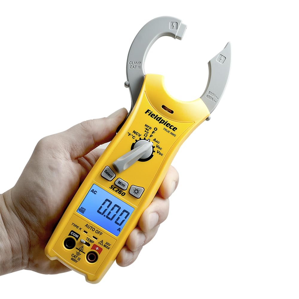 fieldpiece compact hvacr clamp multimeter sc260 front angle product vi