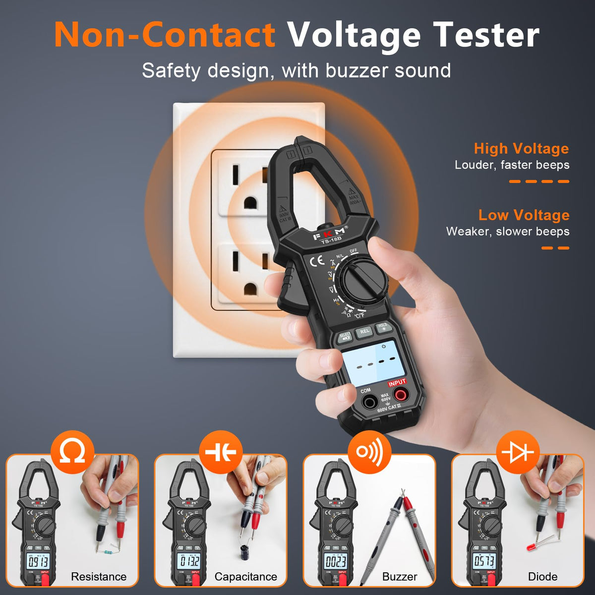 FKM Clamp Meter, True-RMS 6000 Counts AC Clamp Meter image 3