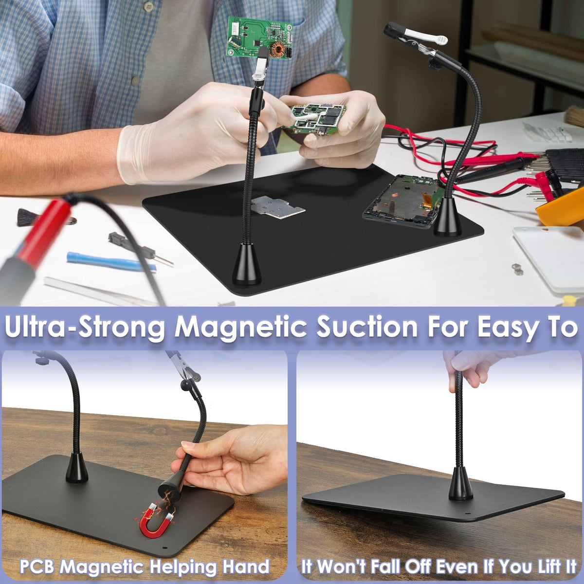 Flexible Magnetic Helping Hands and Soldering Station Magnifier image 4
