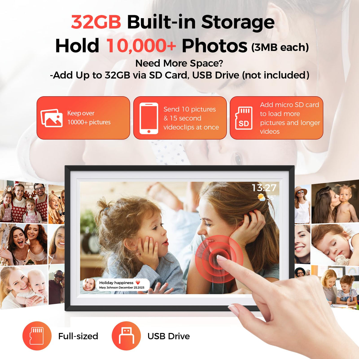 Frameo Digital Picture Frame with WiFi side profile | Smaronics