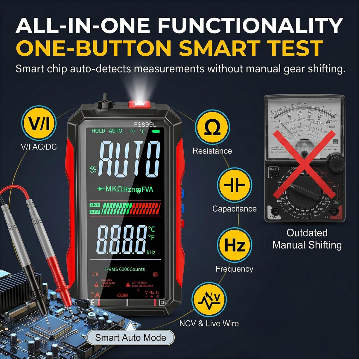fs899l digital multimeter 20pcs silicone test leads kit rear design pr