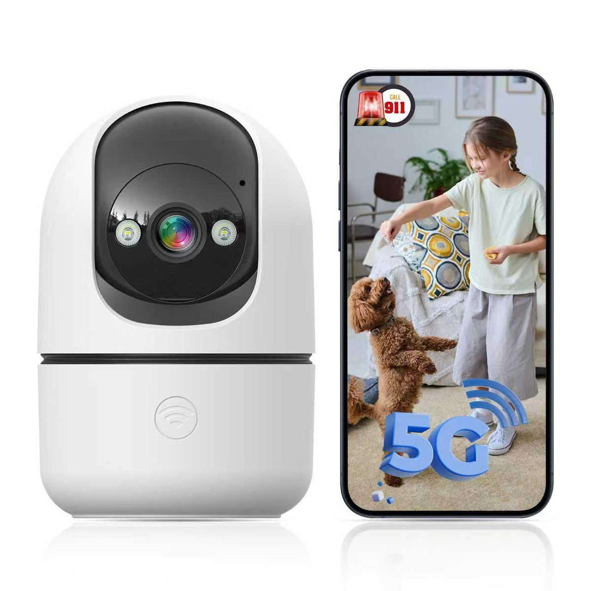 GBIUT Indoor Camera 5G&2.4G WiFi front angle | Smaronics