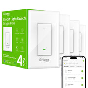 GHome Smart Switches for Lights, 4 Pack front angle | Smaronics