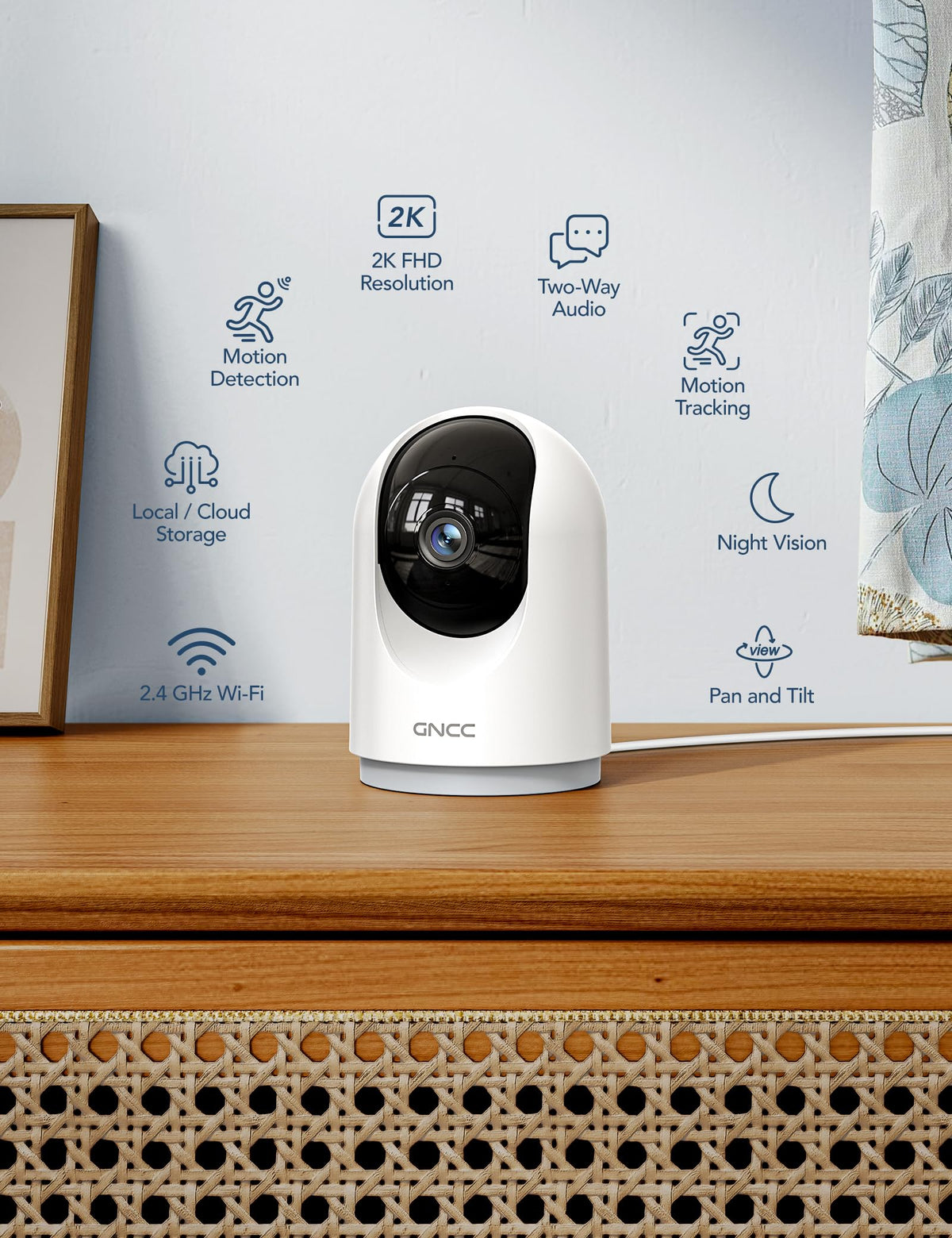 GNCC 2K Indoor Security Camera rear design | Smaronics