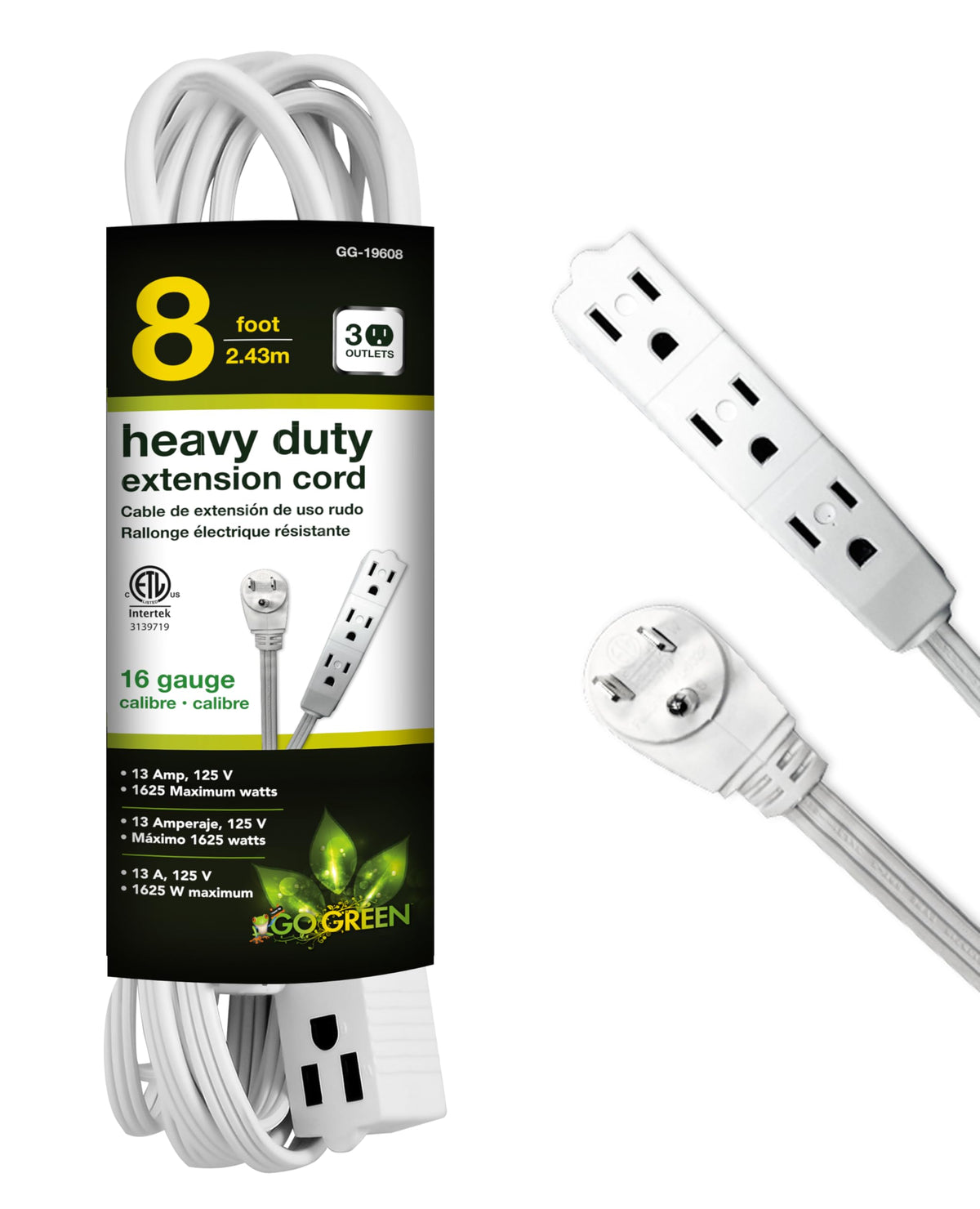 GoGreen Power 15ft Extension Cord with 3 Outlets image 8