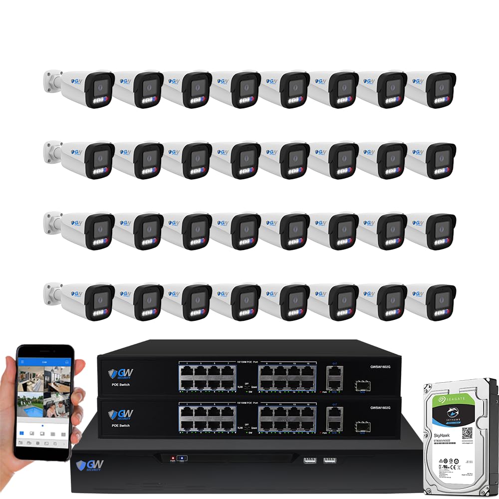 gw security 32 channel 4k face recognition camera system front angle p