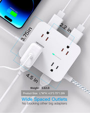 HANYCONY Surge Protector Power Strip feature close up view | Smaronics