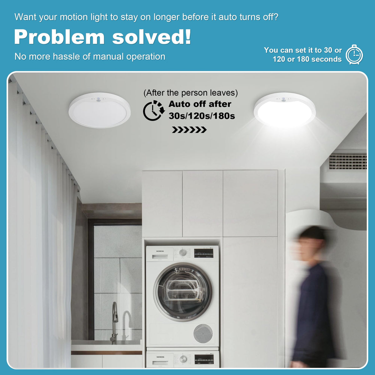 Hard-Wired Motion Sensor Ceiling Lights side profile | Smaronics