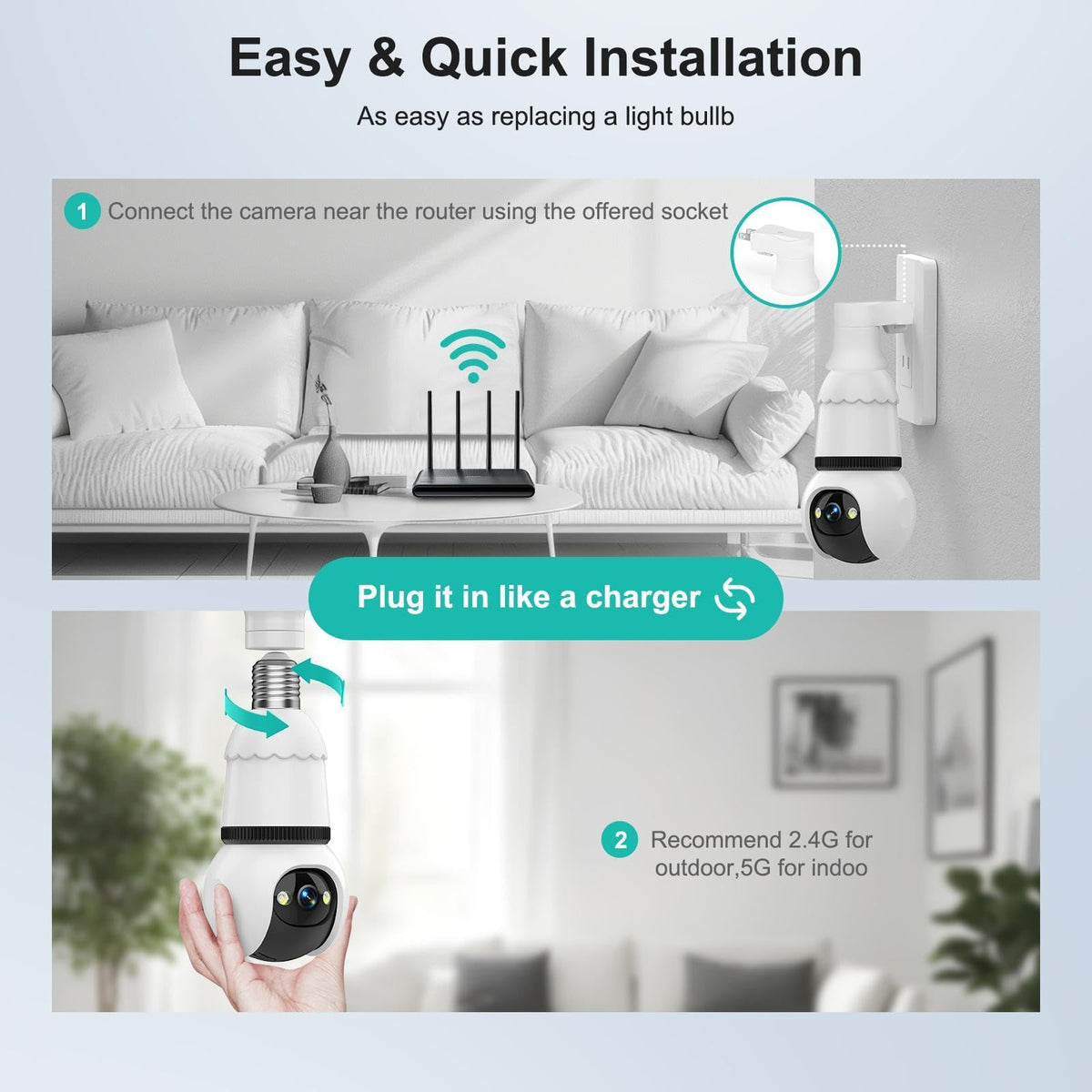 Hawkray Light Bulb Security Camera feature close up view | Smaronics