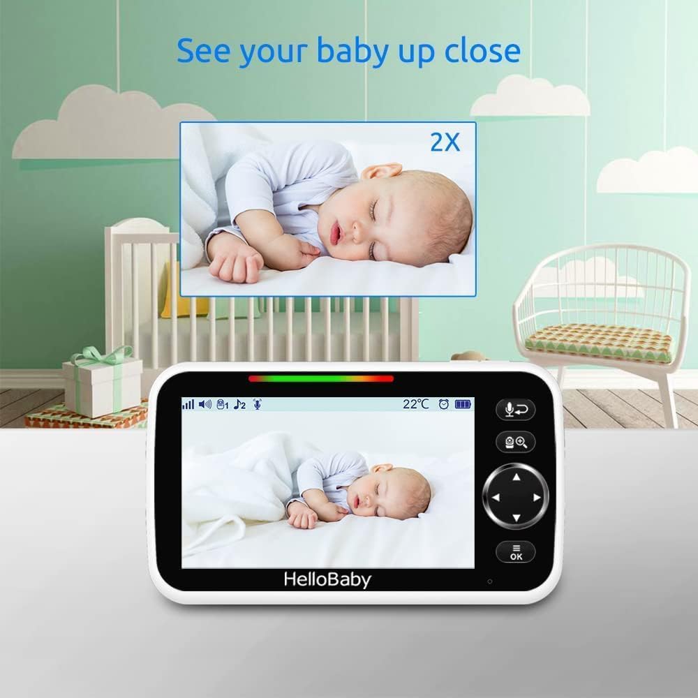 hellobaby hb6550 2 cameras baby monitor product detail close up | Smar