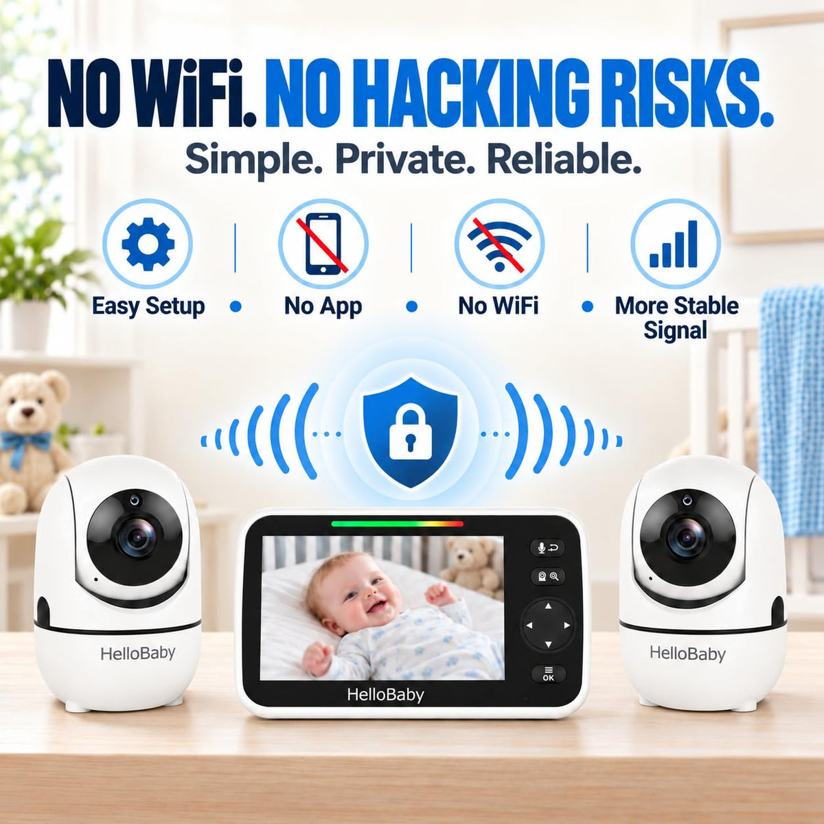 HelloBaby HB6550 2 Cameras Baby Monitor side profile | Smaronics