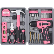 Hi-Spec Tool Set with 8V Drill Set Home DIY Repair & Maintenance, Pink image 10
