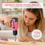 Hi-Spec Tool Set with 8V Drill Set Home DIY Repair & Maintenance, Pink image 4