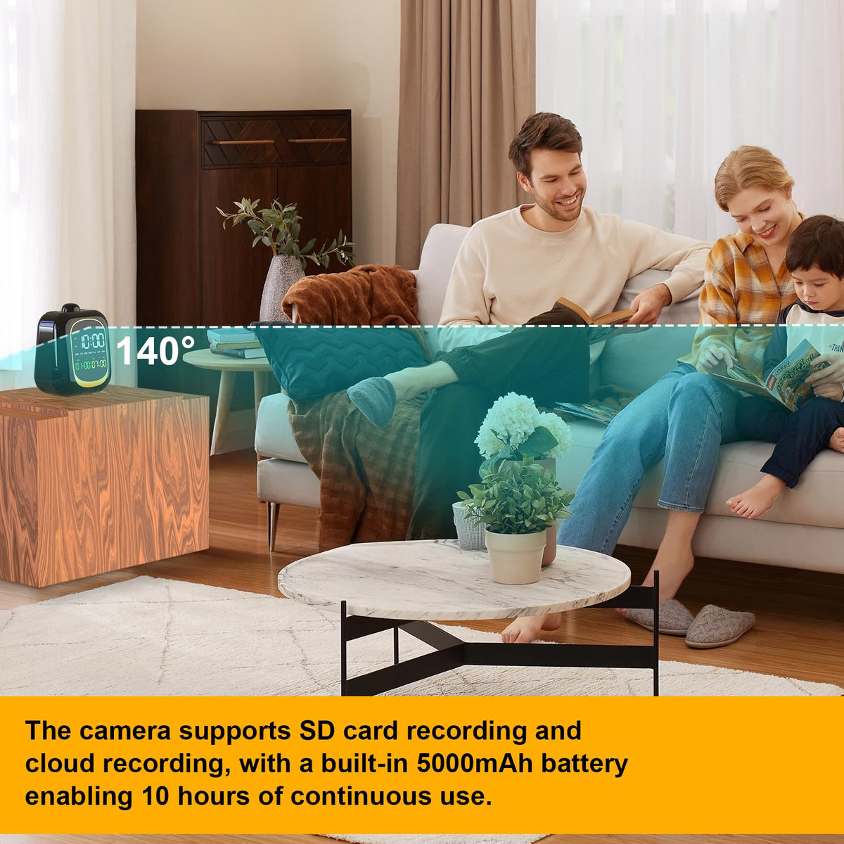 hidden camera clock wifi full hd 2k indoor spy security camera rear de