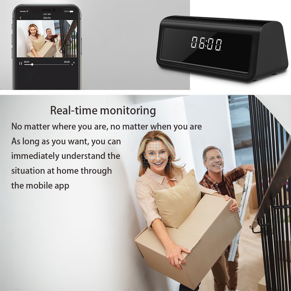 hidden spy camera clock 4k wifi security camera side profile product v