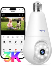 Hugolog 3K 5MP Light Bulb Security Camera front angle | Smaronics