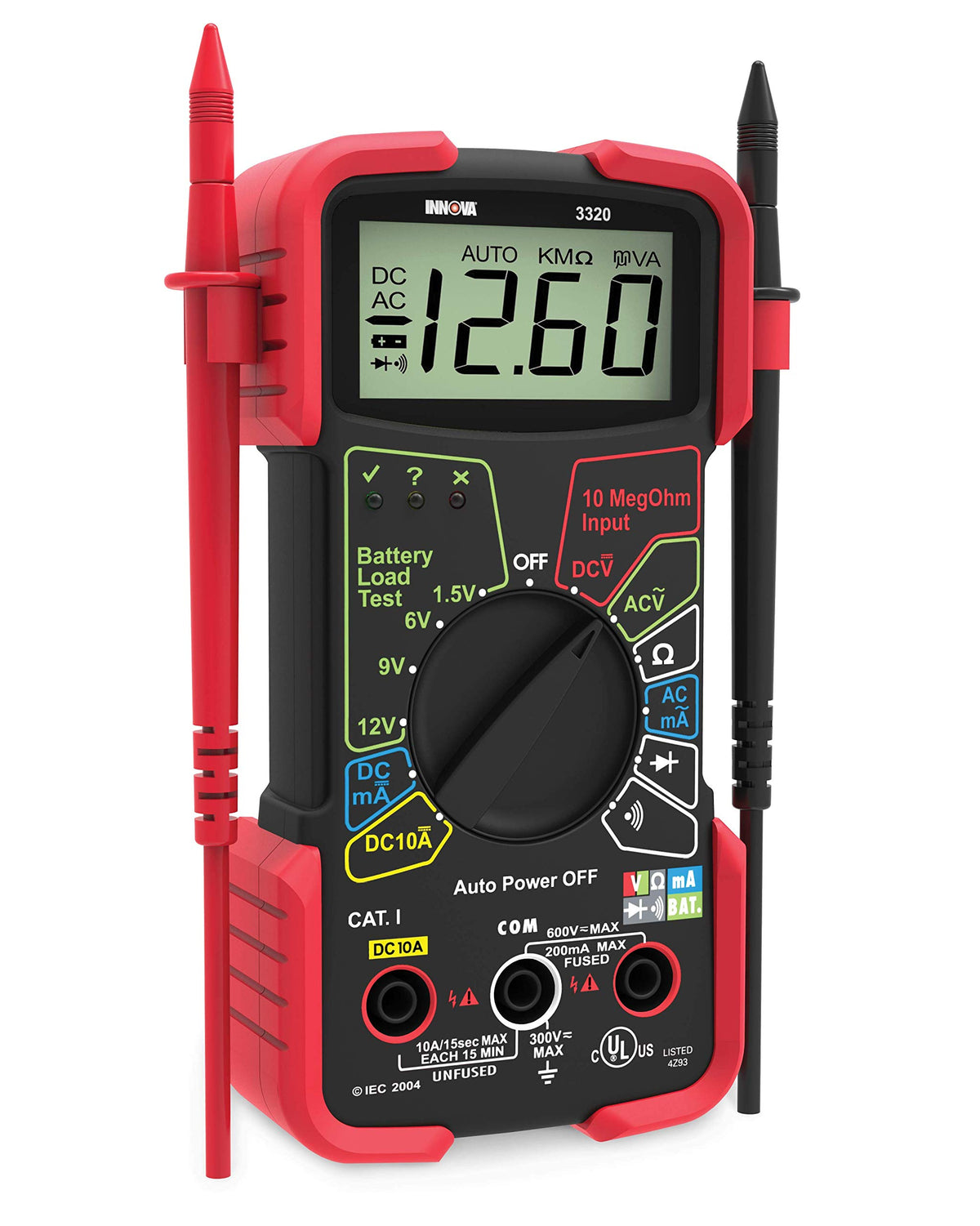 Innova 3320 Auto-Ranging Digital Multimeter front angle | Smaronics