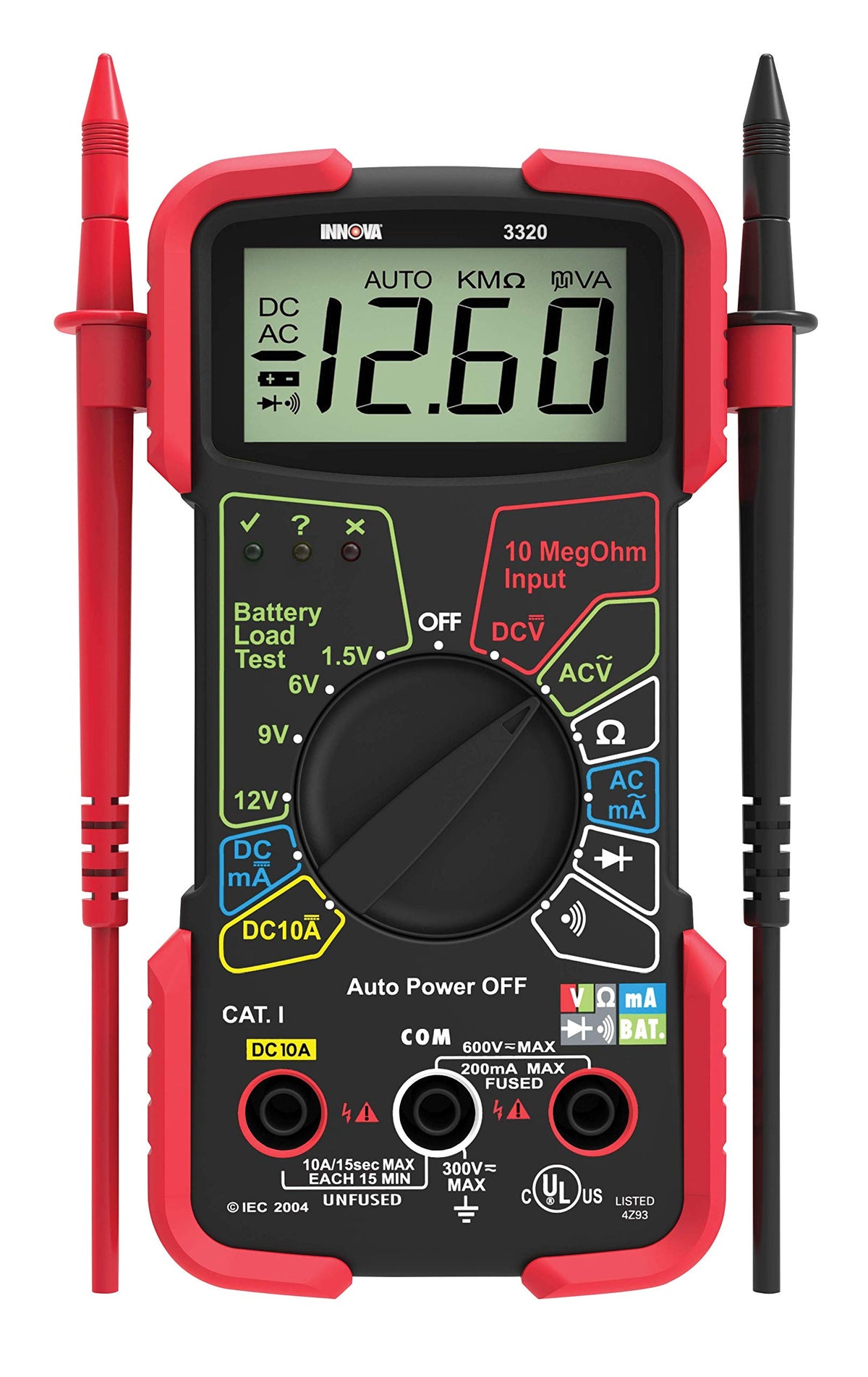 Innova 3320 Auto-Ranging Digital Multimeter rear design | Smaronics