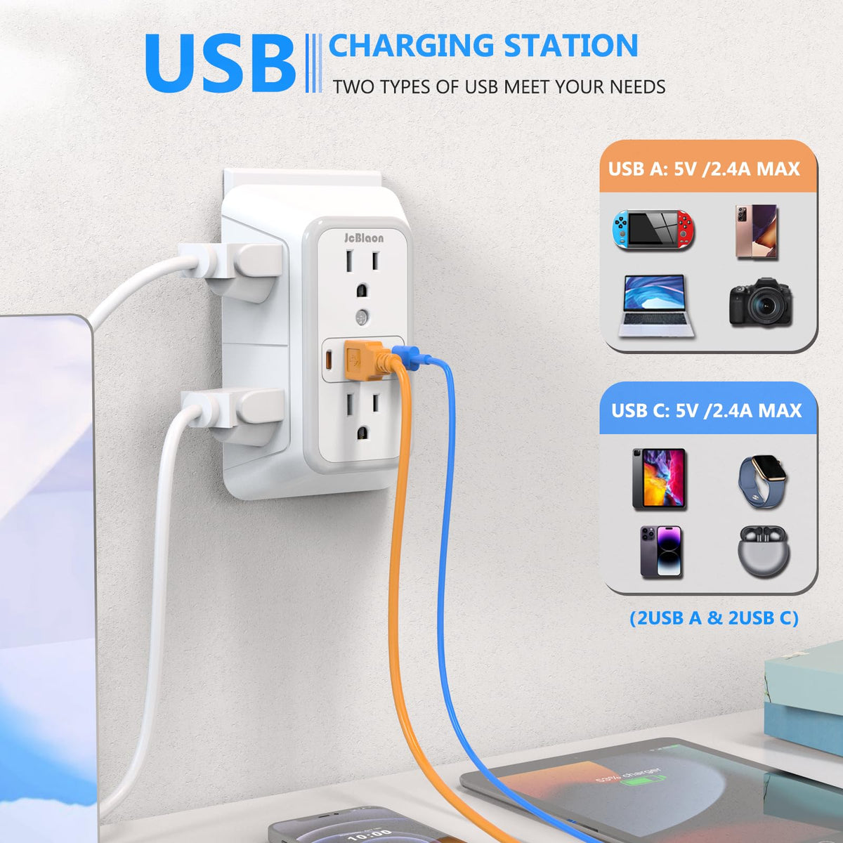 JcBlaon Outlet Extender Surge Protector side profile | Smaronics