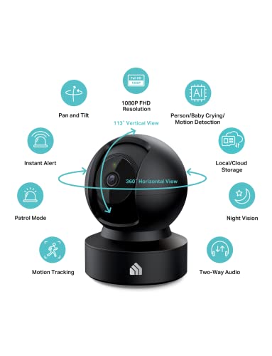 kasa 1080p indoor pan tilt wired security camera rear design product v