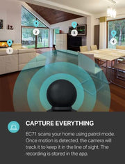 kasa 1080p indoor pan tilt wired security camera side profile product