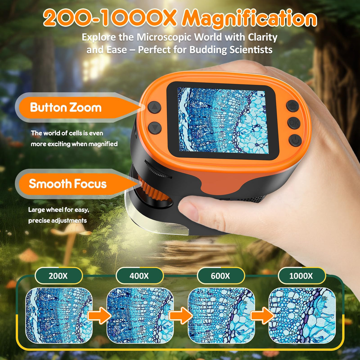Kids Digital Microscope STEM Toy side profile | Smaronics