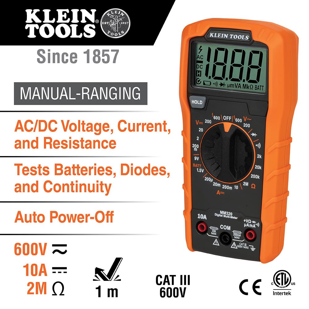 Klein Tools MM320KIT Digital Multimeter Kit rear design | Smaronics