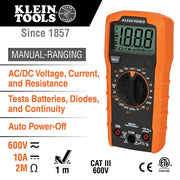 Klein Tools MM320KIT Digital Multimeter Kit rear design | Smaronics