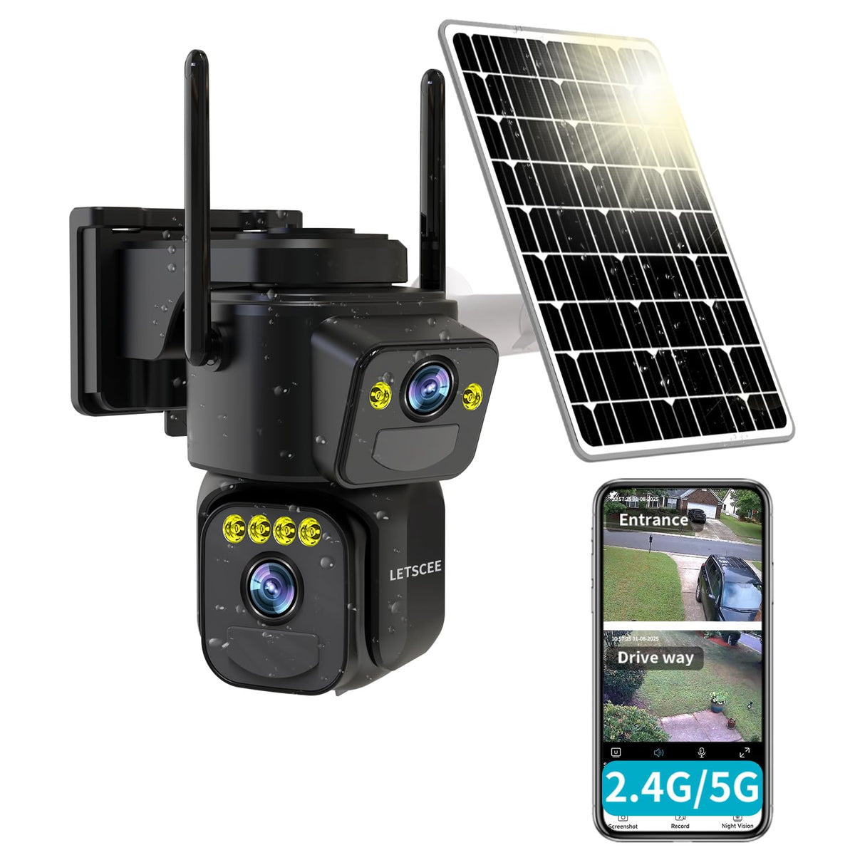LETSCEE Security Cameras Outdoor WiFi front angle | Smaronics
