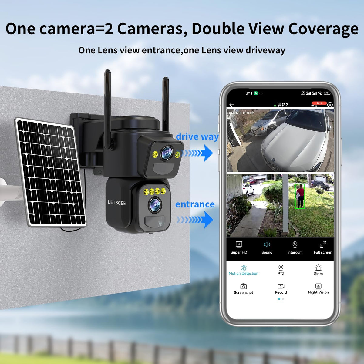 LETSCEE Security Cameras Outdoor WiFi side profile | Smaronics