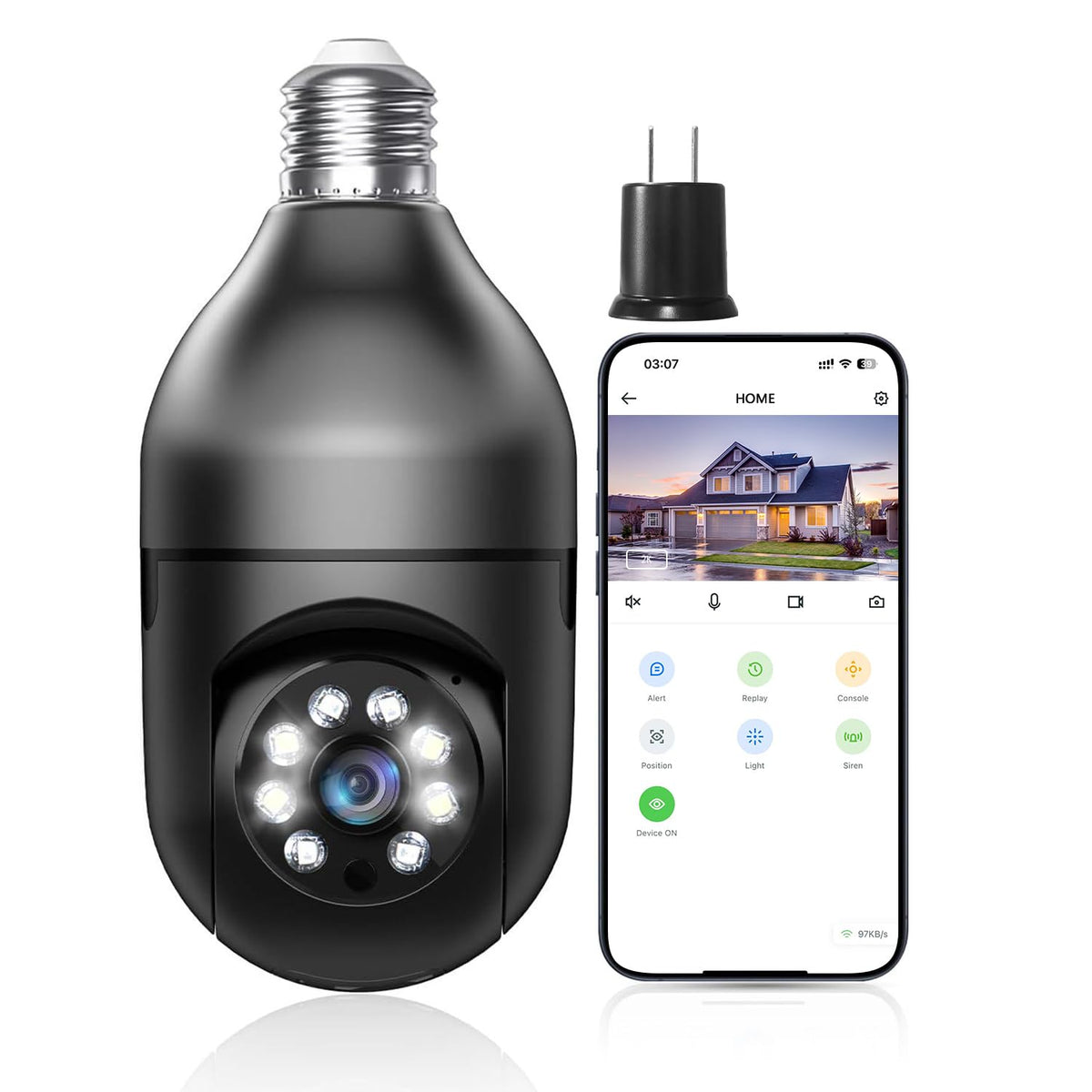 Light Bulb Security Camera with Night Vision front angle | Smaronics