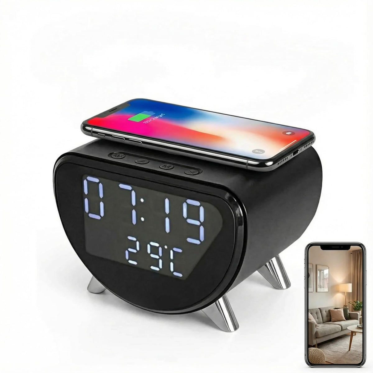 Mini Camera 4K Clock Cam for Home and Office front angle | Smaronics