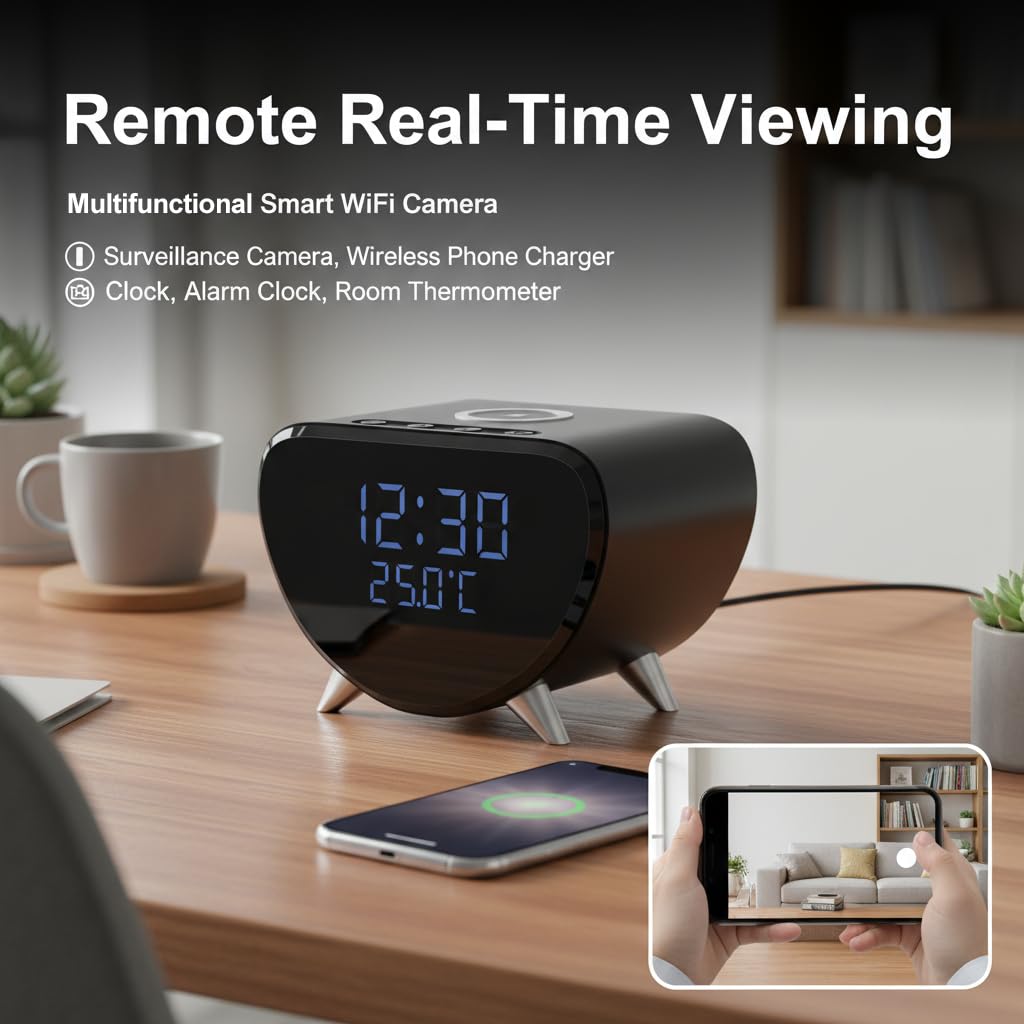 Mini Camera 4K Clock Cam for Home and Office side profile | Smaronics