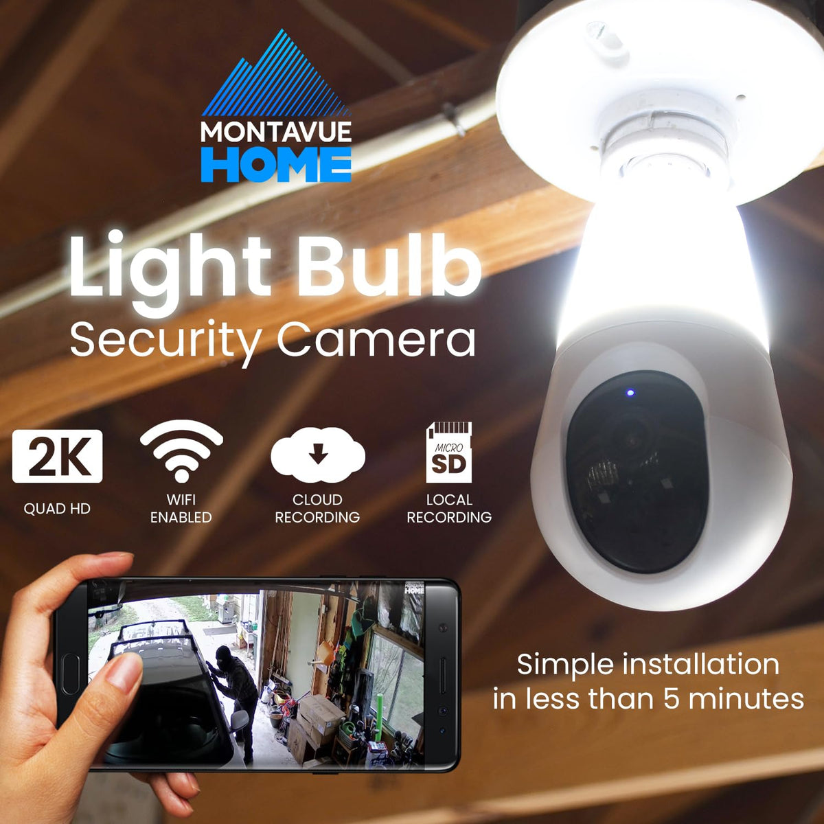Montavue Light Bulb Security Camera side profile | Smaronics