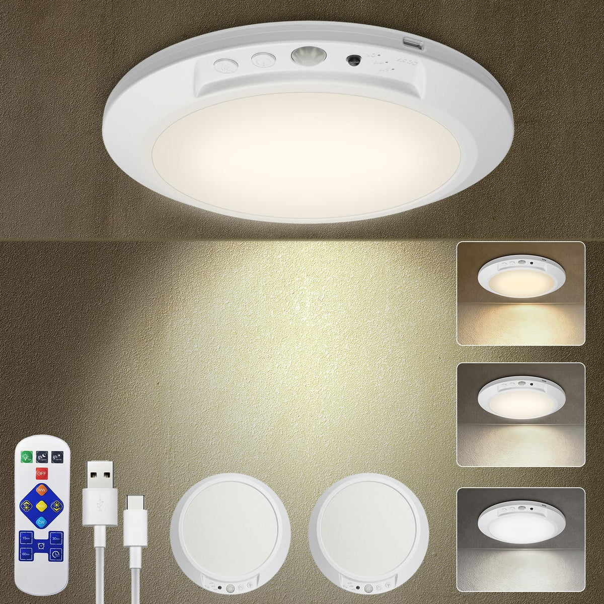 motion sensor ceiling light front angle product view | Smaronics
