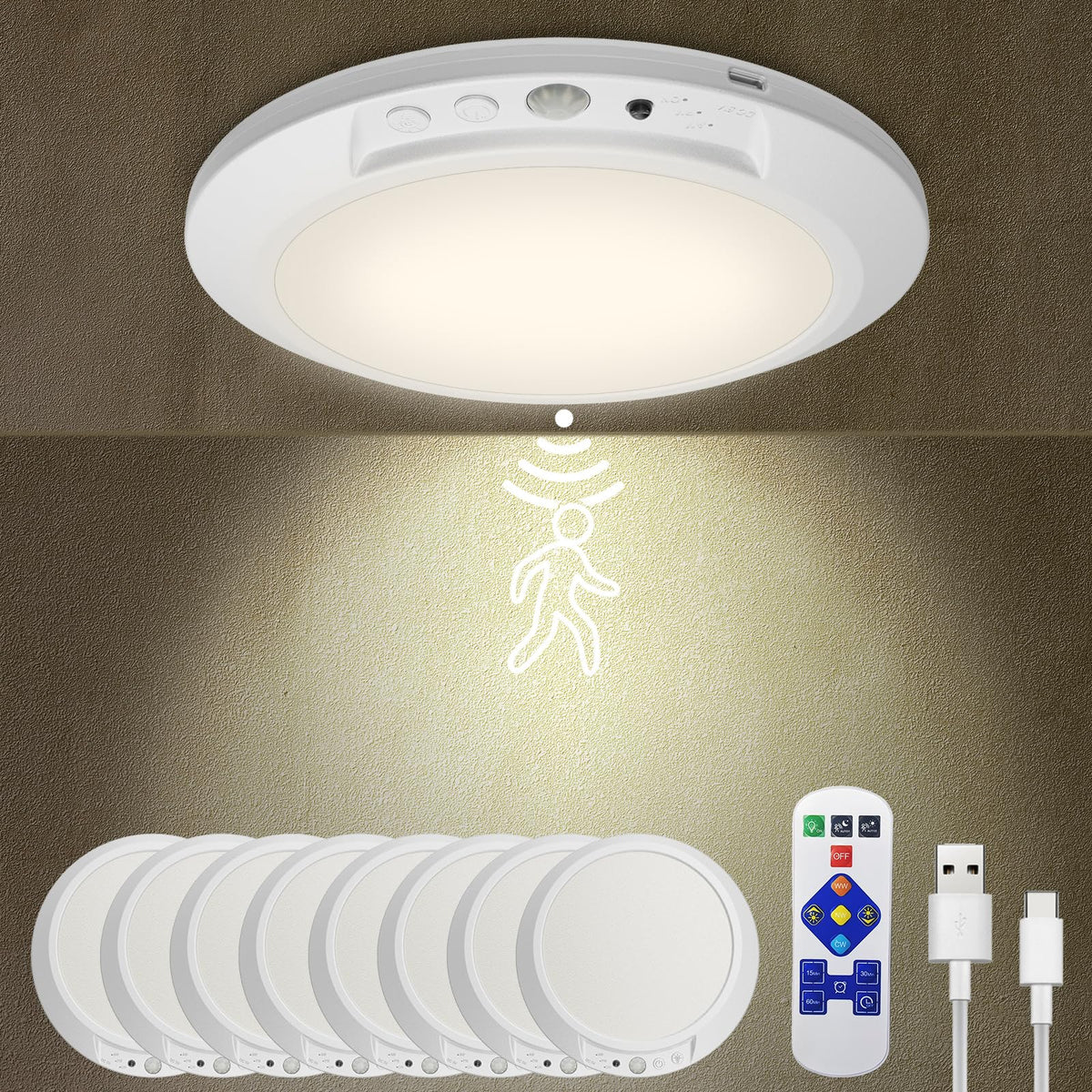 Motion Sensor Ceiling Light with Remote, 2 Pack image 10