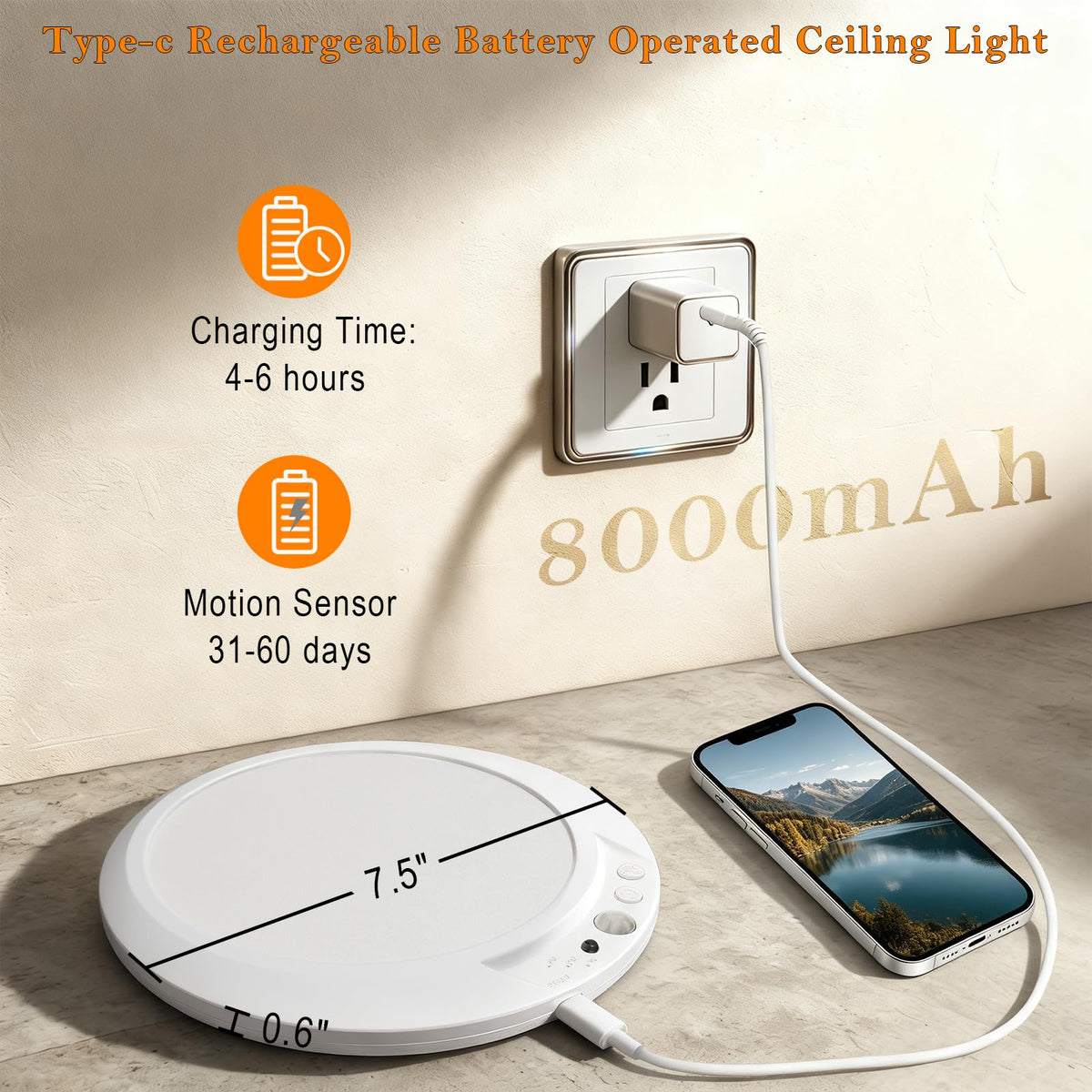 Motion Sensor Ceiling Light with Remote, 2 Pack image 2