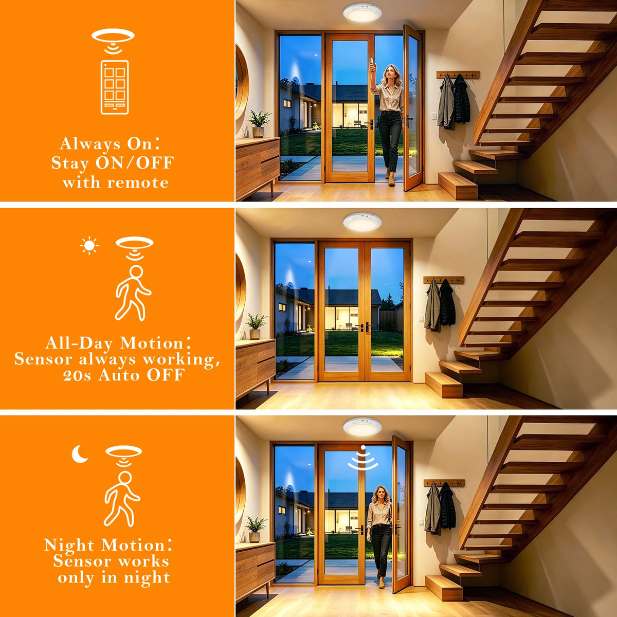 Motion Sensor Ceiling Light with Remote, 2 Pack image 4