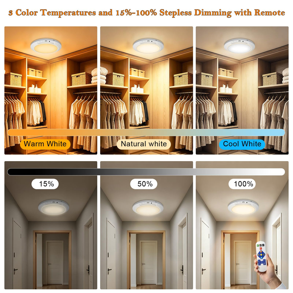 Motion Sensor Ceiling Light with Remote, 2 Pack image 5
