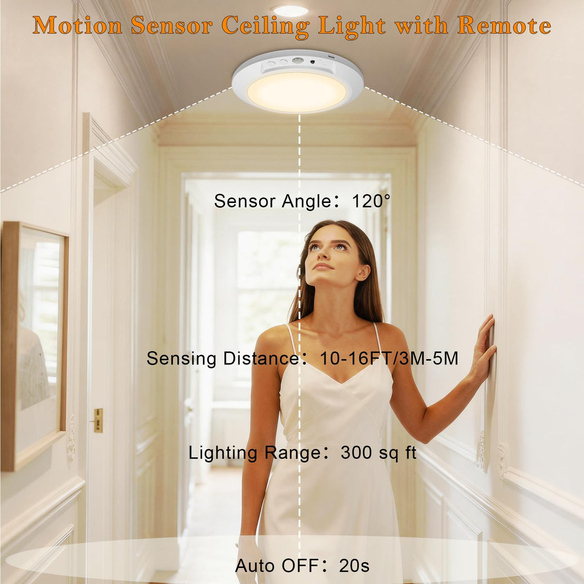 Motion Sensor Ceiling Light with Remote, 2 Pack image 7