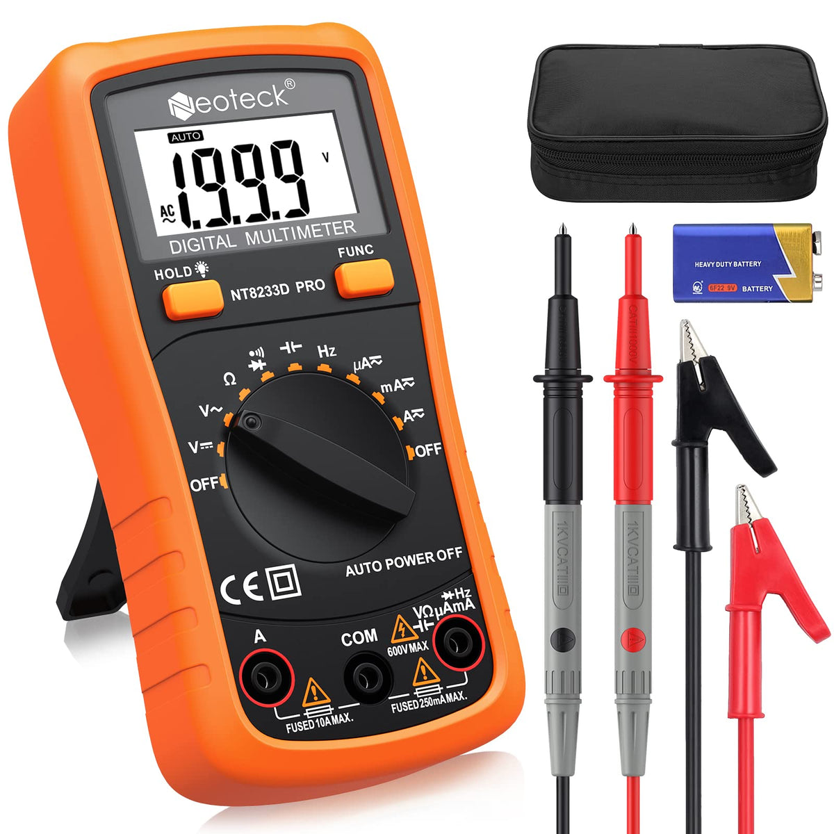Neoteck Auto-Ranging Digital Multimeter front angle | Smaronics