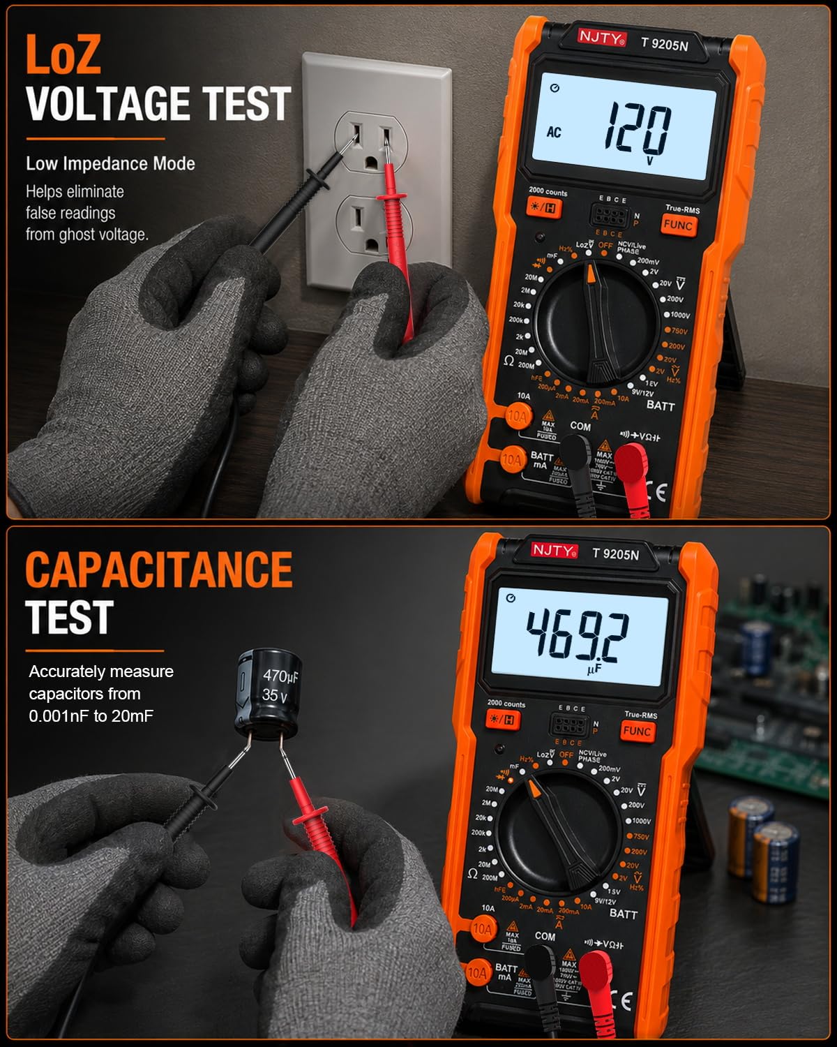 NJTY T9205N Digital Multimeter Voltage Tester image 6