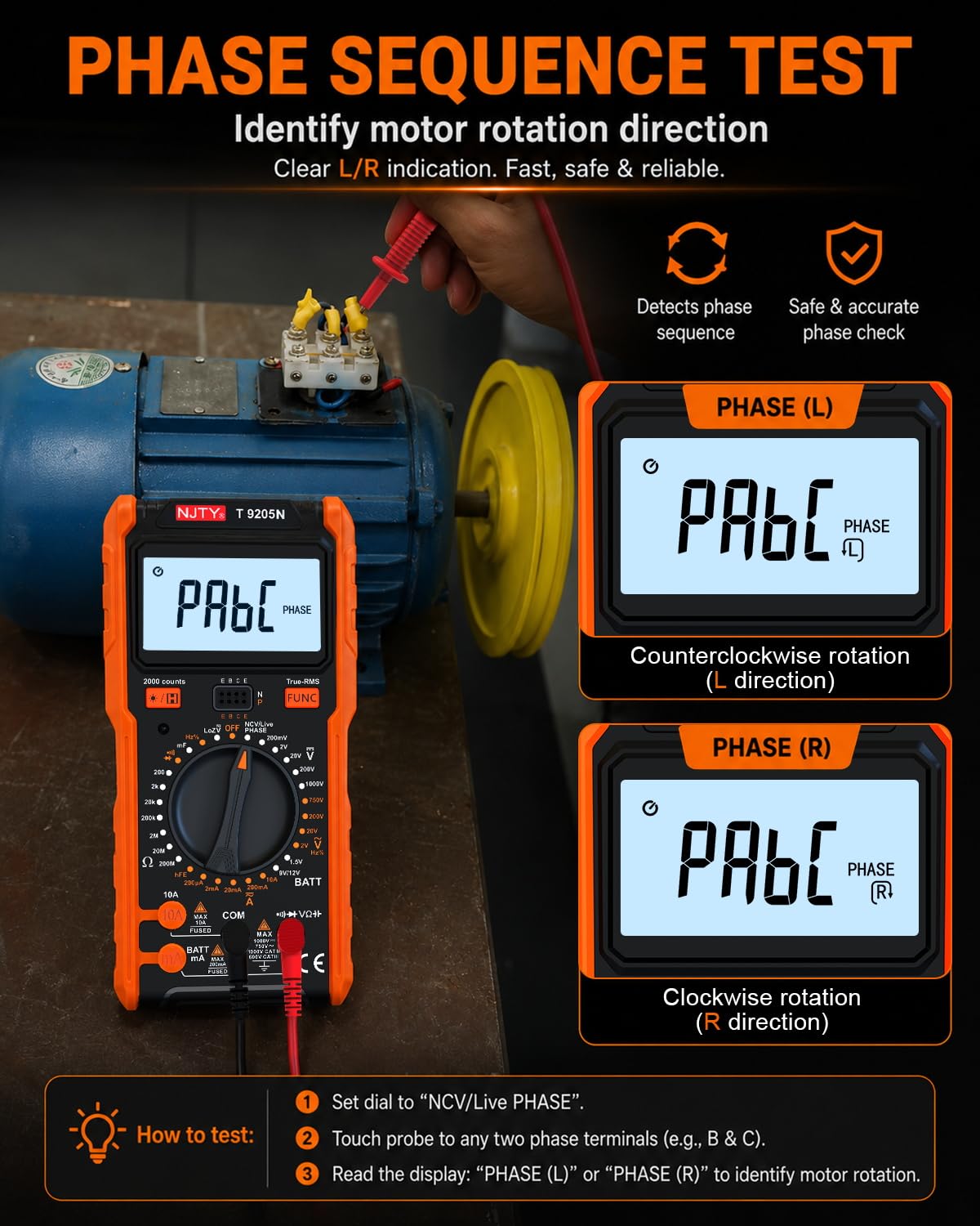 NJTY T9205N Digital Multimeter Voltage Tester image 7
