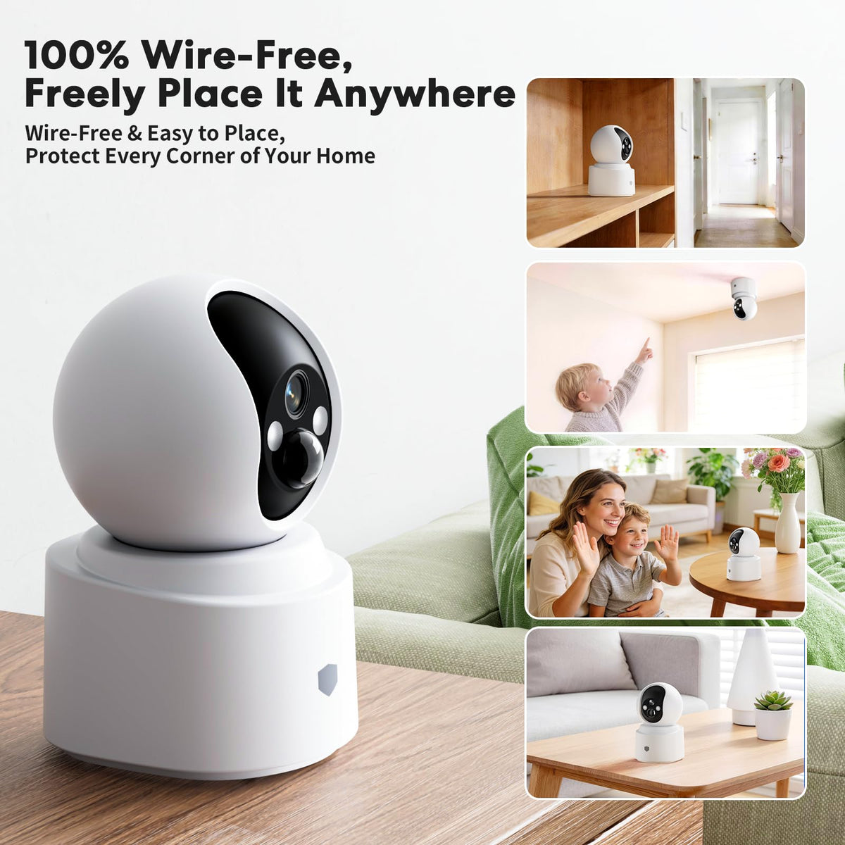 noonkey battery powered wireless indoor security camera side profile p