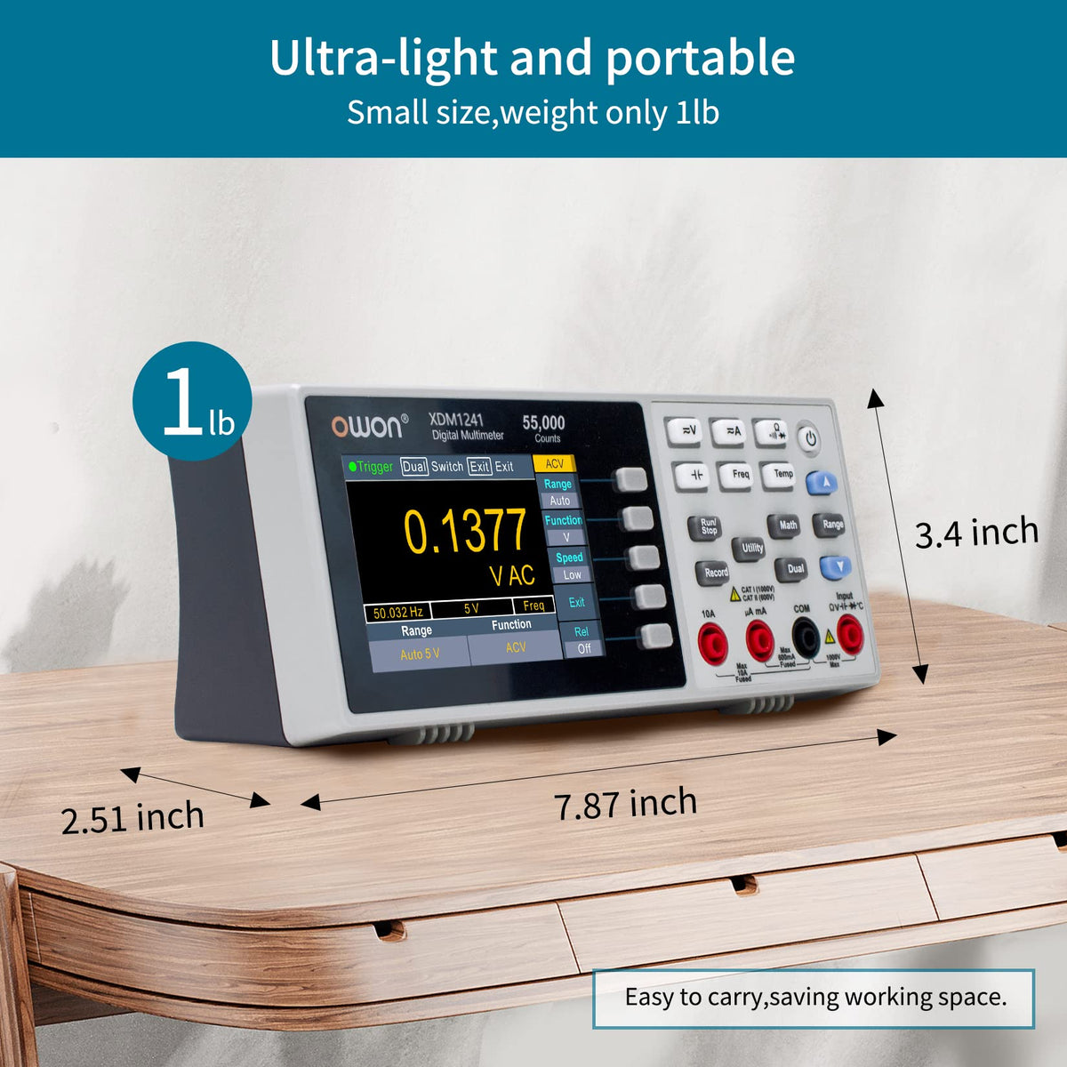 OWON XDM1241 Digital Multimeter side profile | Smaronics