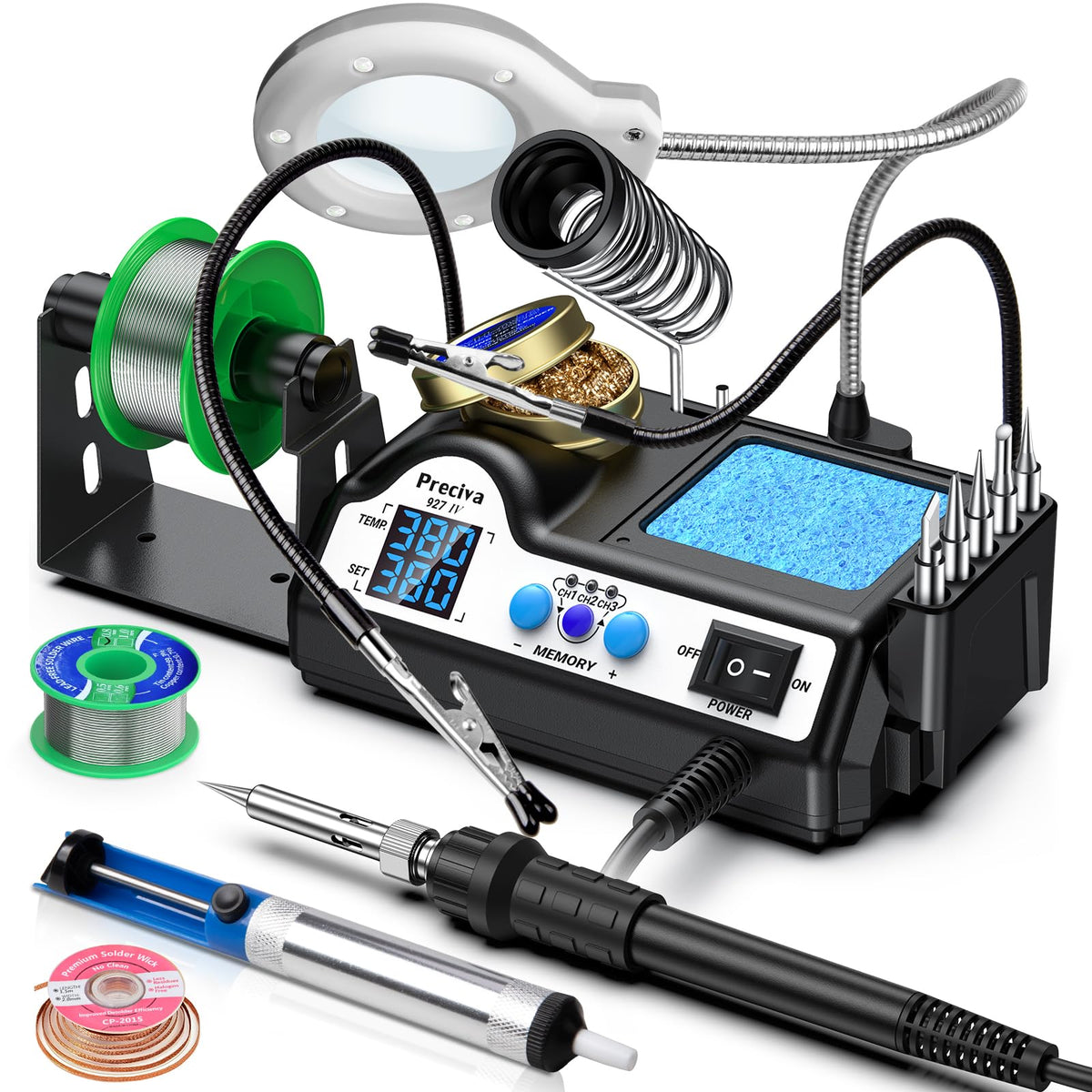 Preciva 927 IV Soldering Station Kit front angle | Smaronics