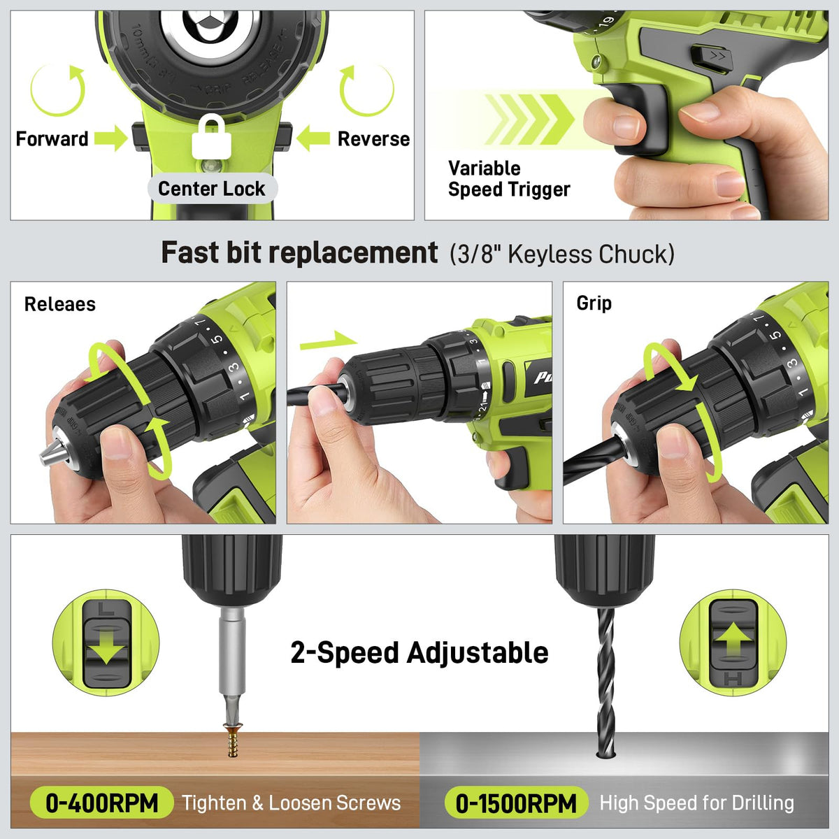 PULITUO 199-Piece Cordless Drill Set clip and build detail | Smaronics